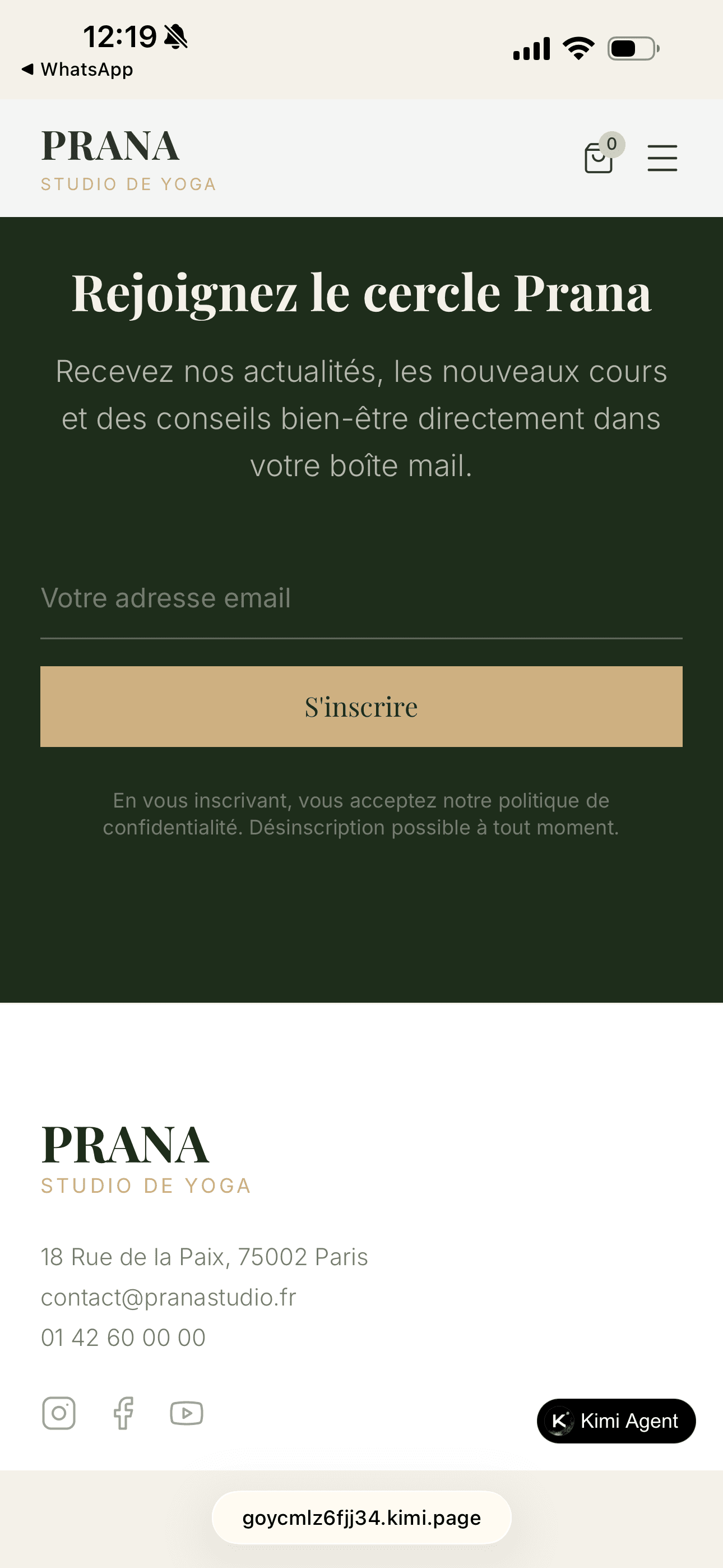 Prana maquette écran mobile 2